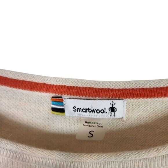 SMARTWOOL Sweater Womens Small Gray Orange Cream Shadow Pine Crew Sweater‎ Cabin - Picture 6 of 9